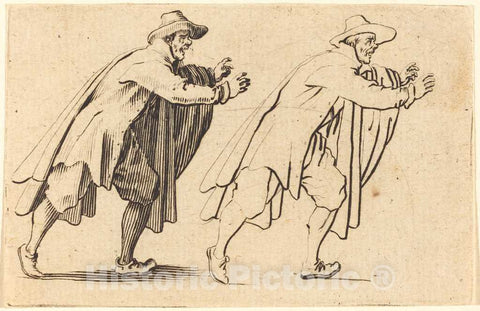 Art Print : Jacques Callot, Man Moving Abruptly, c. 1622 - Vintage Wall Art