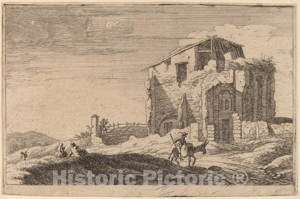 Art Print : Herman Van Swanevelt, View of a Ruined Building - Vintage Wall Art