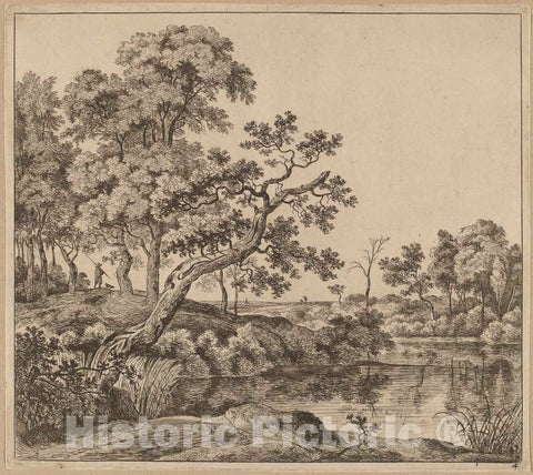 Art Print : Jan Hackaert, Landscape with a Bending Tree - Vintage Wall Art