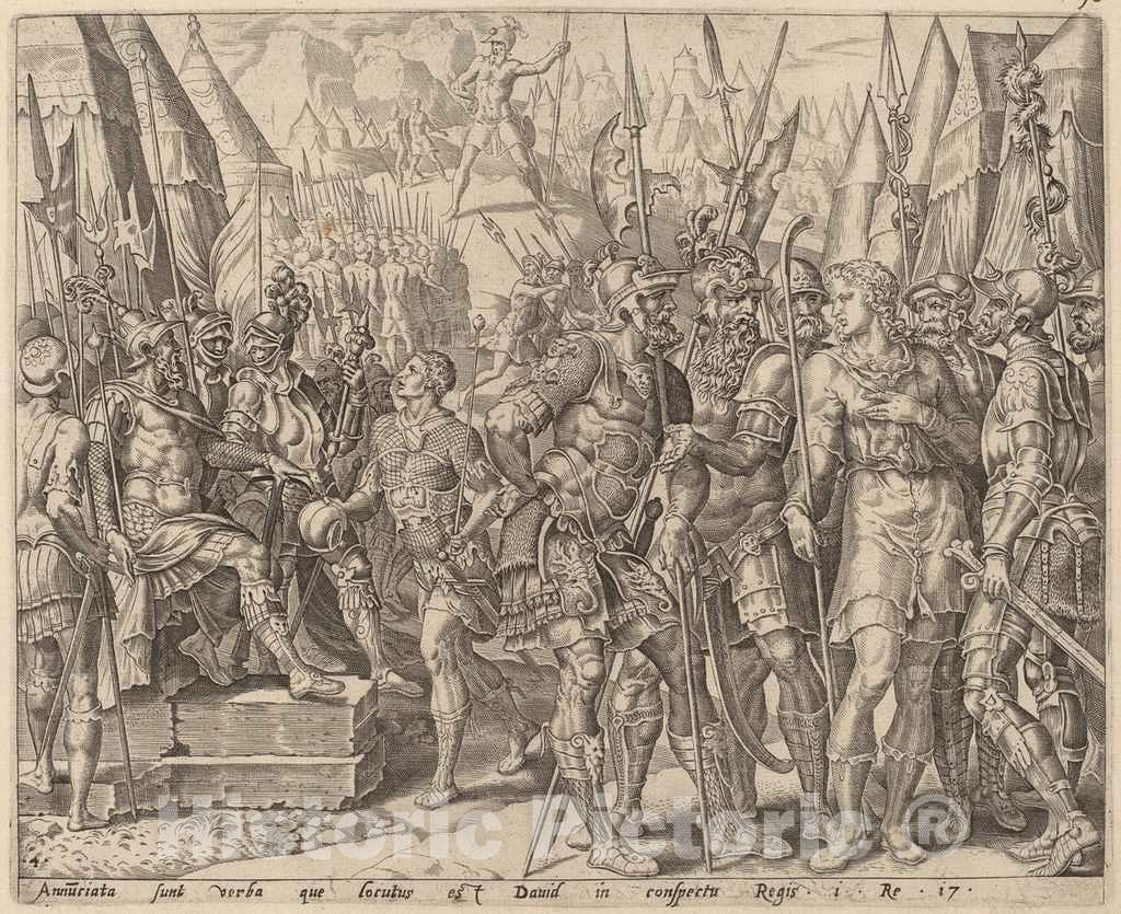 Art Print : Maerten Van Heemskerck, David's Brother Relating to Him Goliath's Challenge, c.1556 - Vintage Wall Art