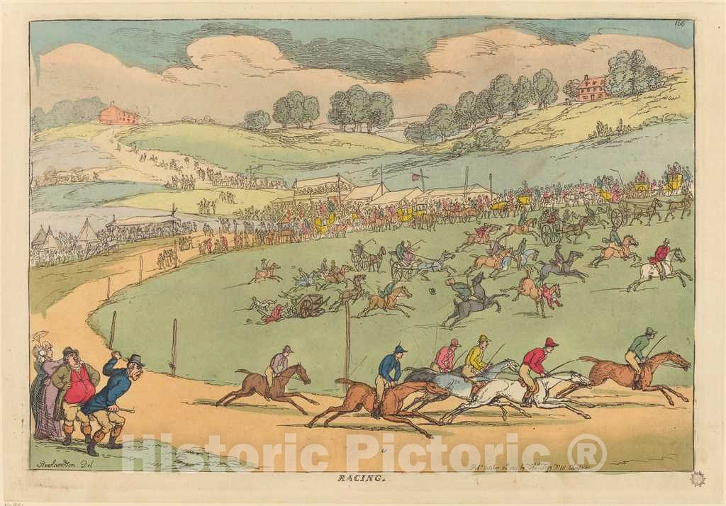 Art Print : Rowlandson, Racing, 1811 - Vintage Wall Art