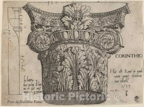 Art Print : Capital from The Colosseum, Rome, 1537 - Vintage Wall Art