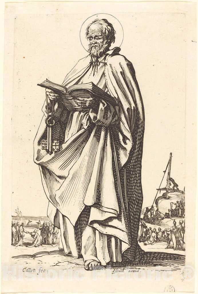 Art Print : Jacques Callot, Saint Peter, 1631 - Vintage Wall Art