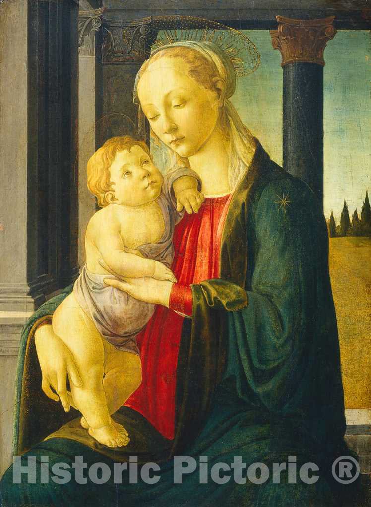 Art Print : Sandro Botticelli, Madonna and Child, c. 1470 - Vintage Wall Art