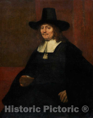 Art Print : Rembrandt, Portrait of a Man in a Tall Hat, c. 1663 - Vintage Wall Art