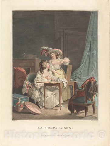 Art Print : Janinet After Lavreince, La Comparaison, 1786 - Vintage Wall Art