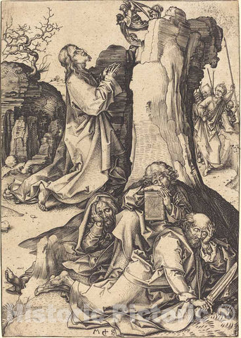 Art Print : Martin Schongauer, The Agony in The Garden, c. 1480 - Vintage Wall Art