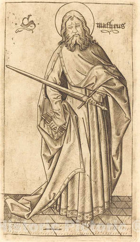 Art Print : Meckenem After Master E.S, Saint Matthew (Saint Paul?), c.1475 - Vintage Wall Art
