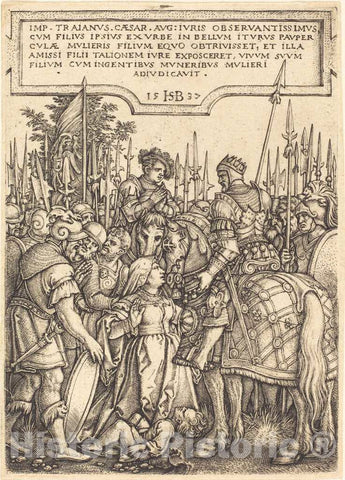 Art Print : Sebald Beham, The Judgment of Trajan, 1537 - Vintage Wall Art