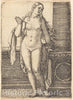 Art Print : Barthel Beham, Lucretia Standing at a Column - Vintage Wall Art