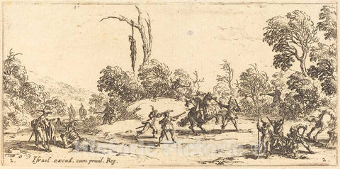 Art Print : Jacques Callot, Attacking Travelers on The Highway, c. 1633 - Vintage Wall Art