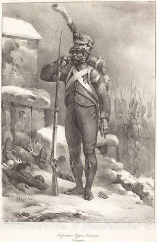 Art Print : Nicolas-Toussaint Charlet, Infanterie legÃ¨re franÃ§aise, Voltigeur, 1822 - Vintage Wall Art