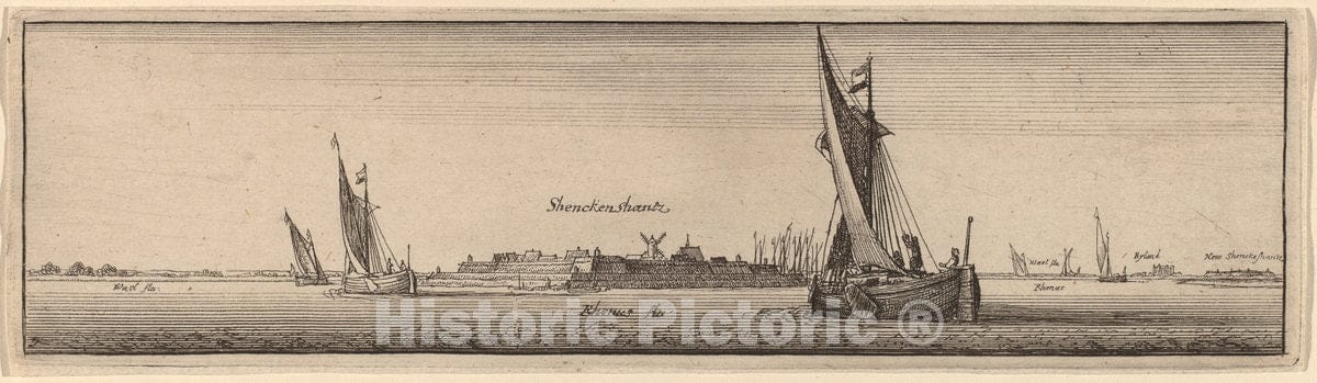 Art Print : Wenceslaus Hollar, View of Shenckenschantz, 1647 - Vintage Wall Art