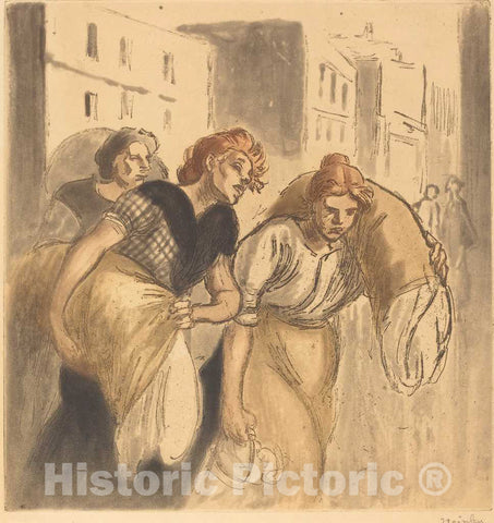 Art Print : ThÃ©ophile Alexandre Steinlen, Return from The Wash House (Retour de lavoir), 1912 - Vintage Wall Art