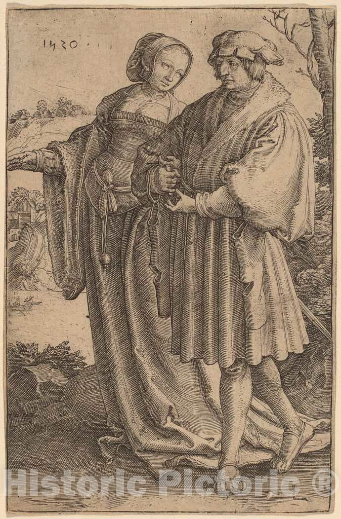 Art Print : Lucas Van Leyden, The Promenade, 1520 - Vintage Wall Art