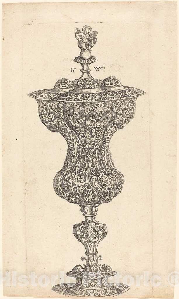 Art Print : Georg Wechter I, Goblet with Putto on lid, 1579 - Vintage Wall Art