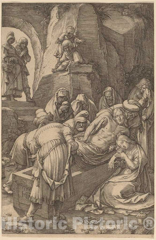 Art Print : Hendrik Goltzius, Burial of Christ, 1596 - Vintage Wall Art