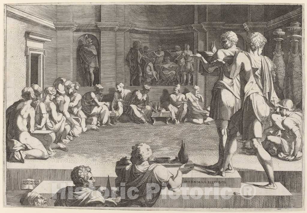 Art Print : Barbiere After Primaticcio, The Banquet of Alexander The Great, c.1544 - Vintage Wall Art