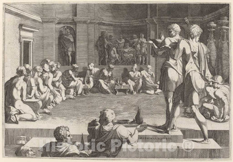 Art Print : Barbiere After Primaticcio, The Banquet of Alexander The Great, c.1544 - Vintage Wall Art