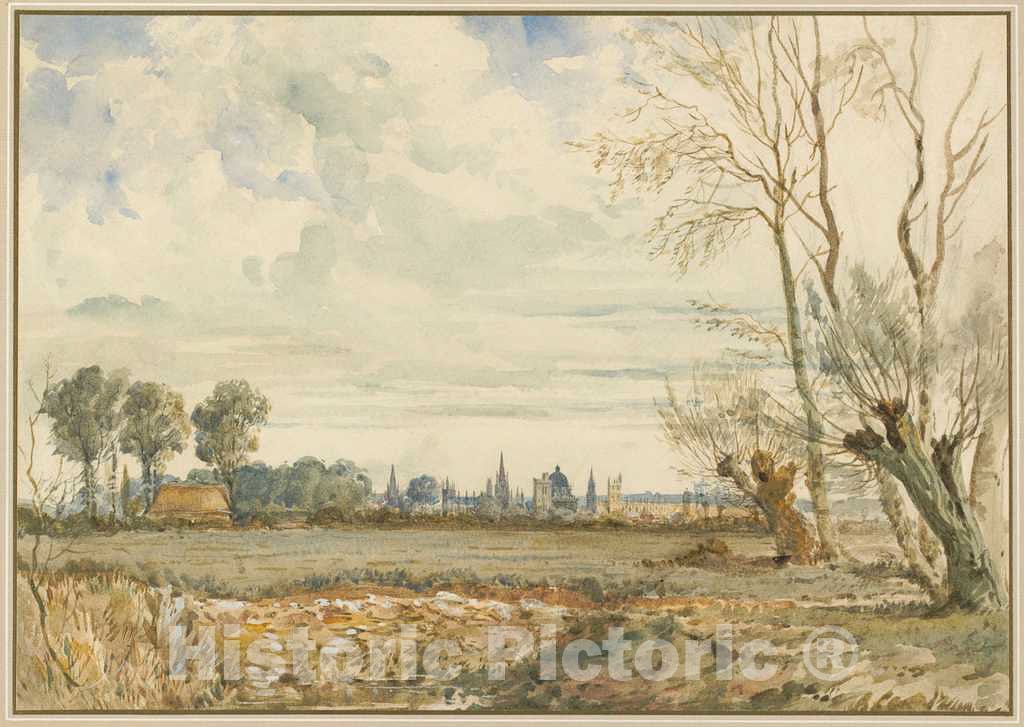 Art Print : Thomas Shotter Boys, Meadows with a Distant View of Oxford, 1830s - Vintage Wall Art