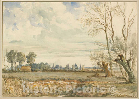 Art Print : Thomas Shotter Boys, Meadows with a Distant View of Oxford, 1830s - Vintage Wall Art
