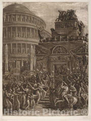 Art Print : Luigi Ademollo, The Body of Hadrian Laying in State Next to His Mausoleum, 1764-1849 - Vintage Wall Art