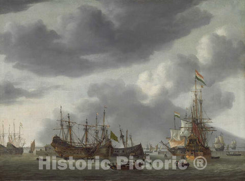 Art Print : Reinier Nooms, Amsterdam Harbor Scene, c. 1658 - Vintage Wall Art