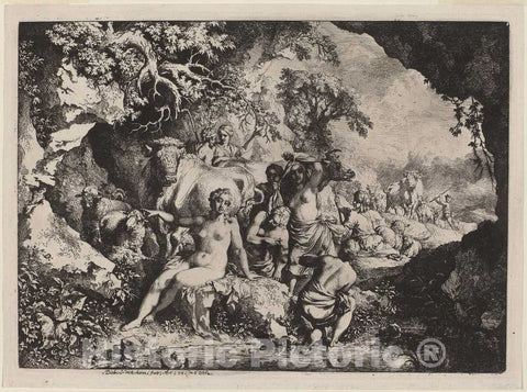 Art Print : Christian Wilhelm Ernst Dietrich, Nymphs Bathing in a Cave, 1741 - Vintage Wall Art
