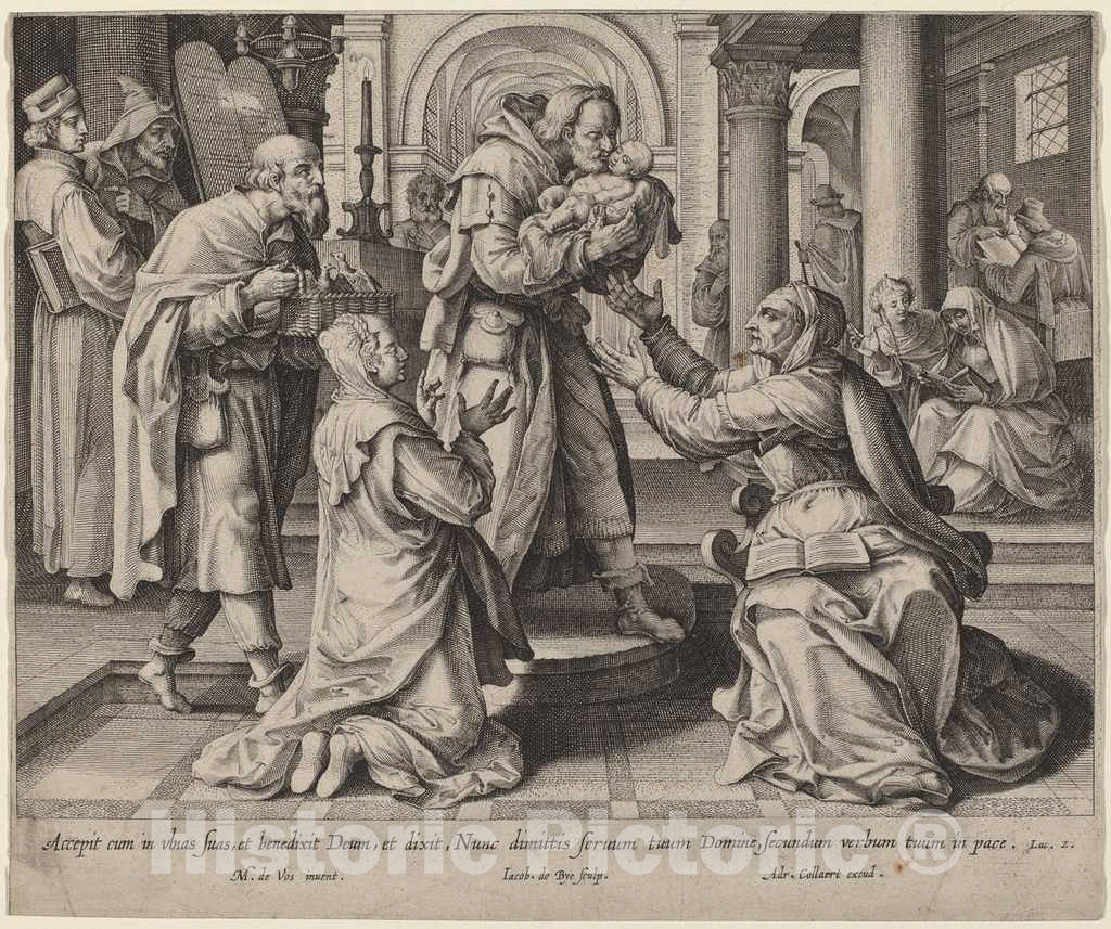 Art Print : Bie After Maarten de VOS, Presentation in The Temple - Vintage Wall Art