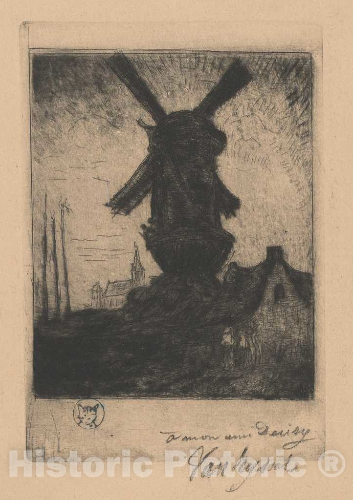 Art Print : Paul-Gachet, North Windmill in The Creuse Valley, 1874 - Vintage Wall Art