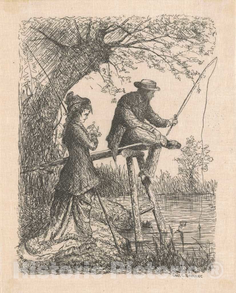 Art Print : Carl C. Brenner, Fishing, c. 1880 - Vintage Wall Art