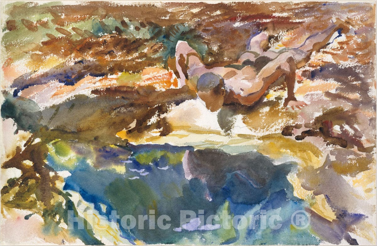 Art Print : John Singer Sargent - Man and Pool, Florida : Vintage Wall Art