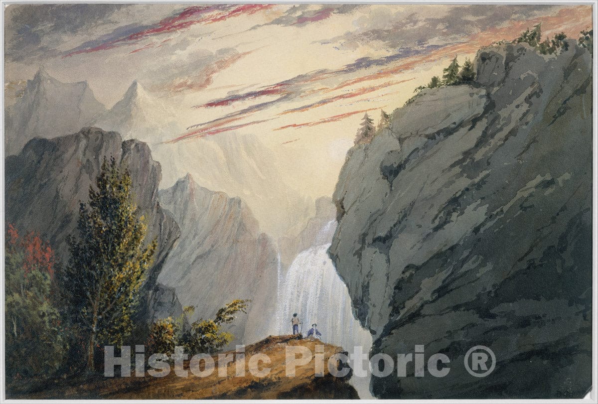 Art Print : David Claypoole Johnston - at The Waterfall : Vintage Wall Art