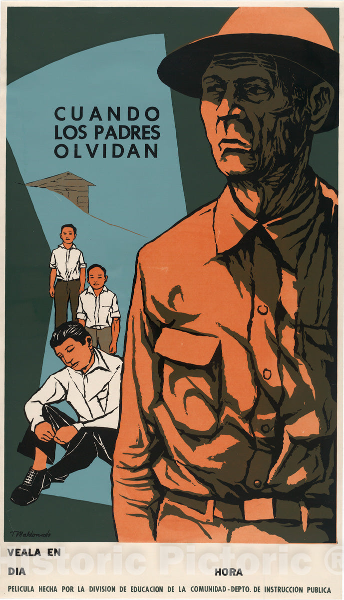 Vintage Poster -  Cuando Los Padres olvidan -  T. Maldonado., Historic Wall Art