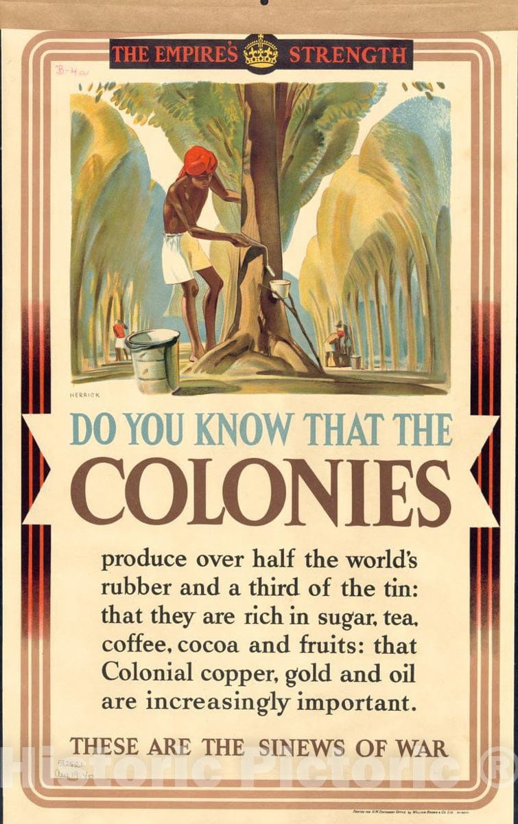 Vintage Poster -  The empire's Strength: Do You Know That The Colonies Produce Over Half The World's Rubber and a Third of The tin, Historic Wall Art