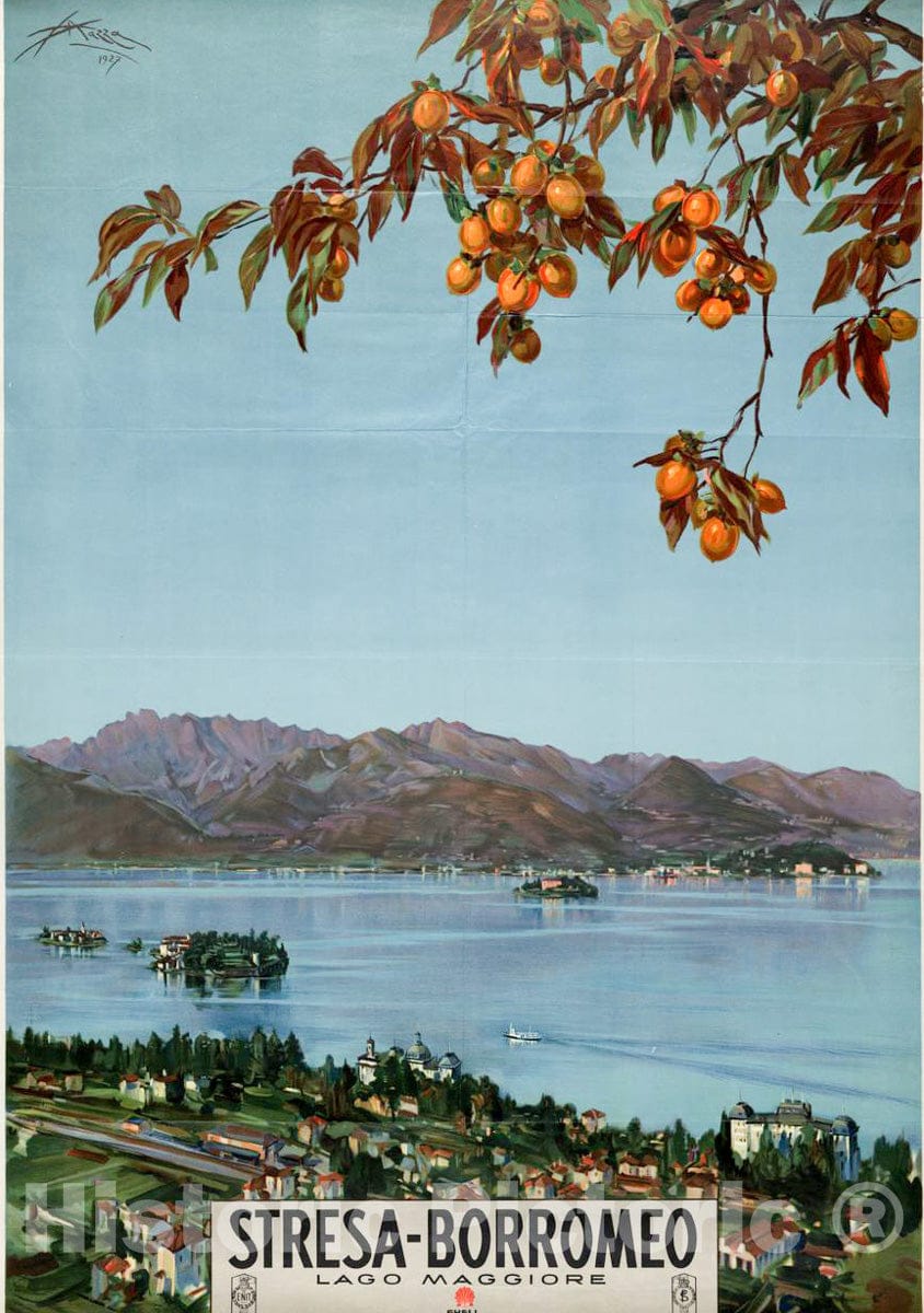 Vintage Poster -  Stresa - Borromeo Lago Maggiore -  A. Mazza, 1927., Historic Wall Art