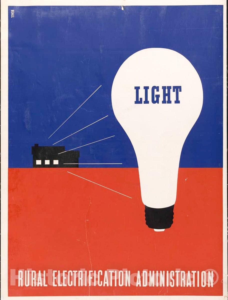 Vintage Poster -  Light -  Rural Electrification Administration -  Beall., Historic Wall Art