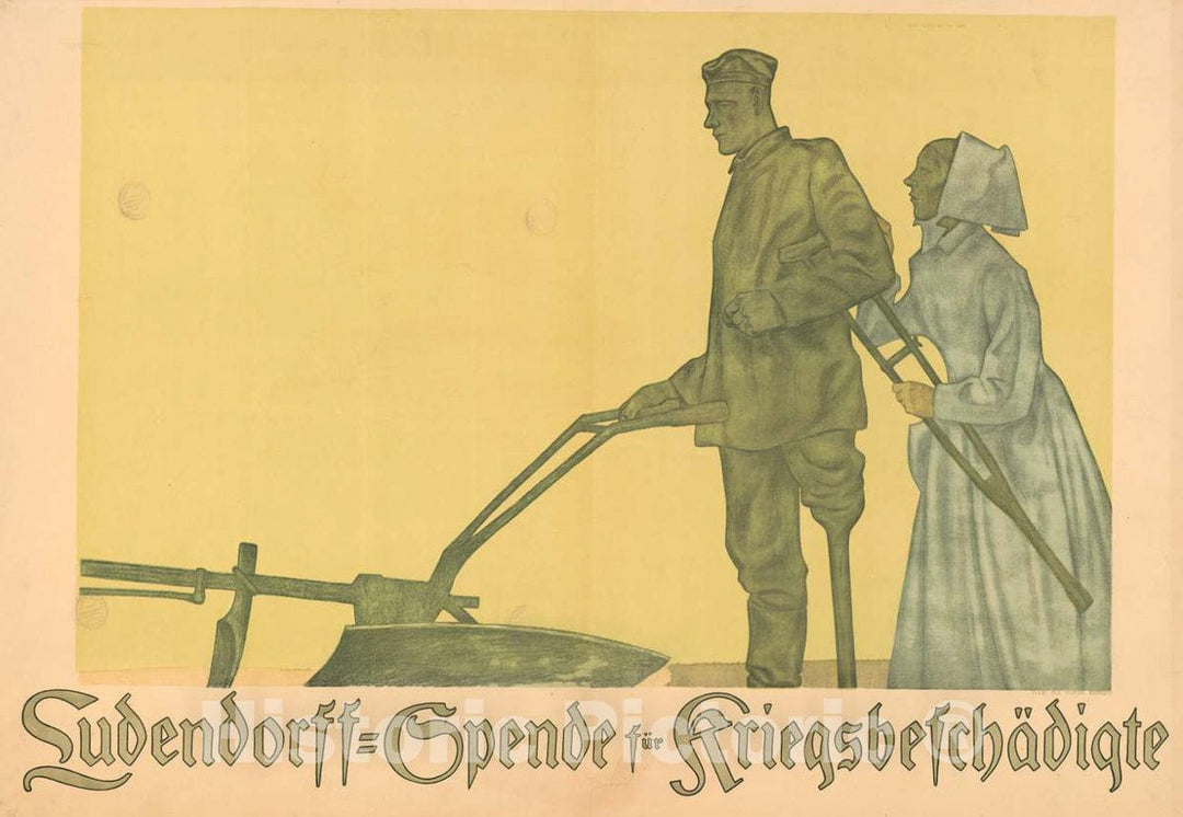 Vintage Poster -  Ludendorff - Spende fÃ¼r KriegsbeschÃ¤digte -  Olaf Gulbransson 1918., Historic Wall Art