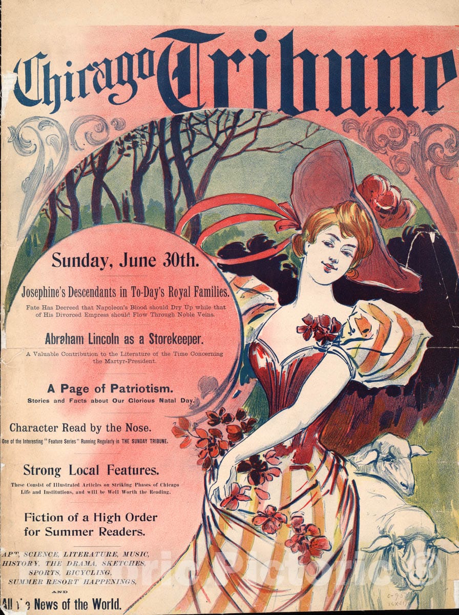 Vintage Poster -  The Chicago Tribune. Sunday, June 30th., Historic Wall Art