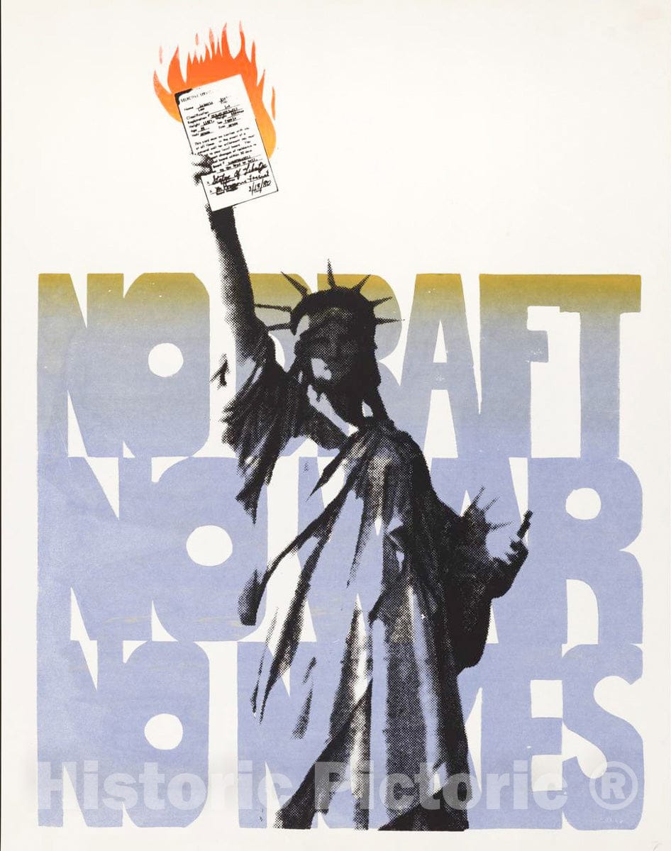 Vintage Poster - No Draft, no war, no Nukes., Historic Wall Art