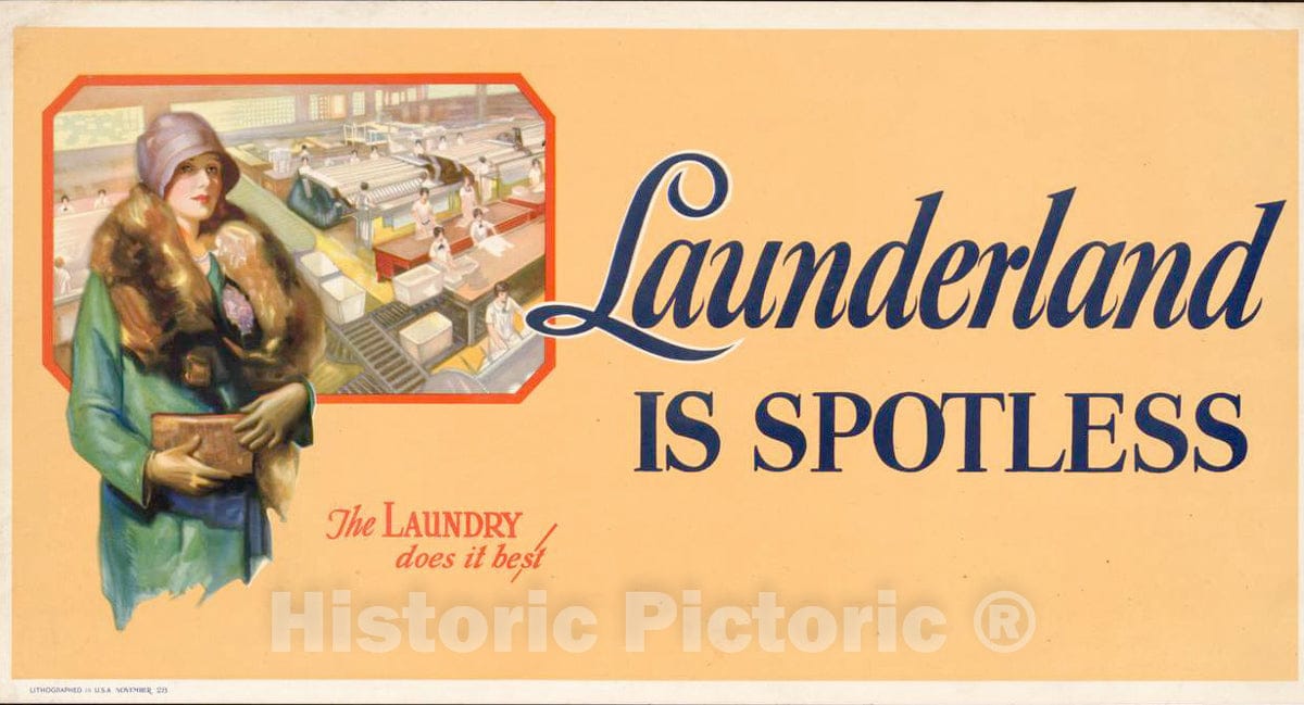 Vintage Poster -  Launderland is Spotless. The Laundry Does it Best., Historic Wall Art