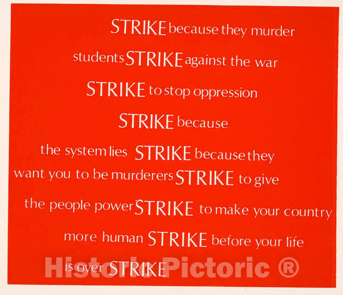 Vintage Poster -  Strike Because They Murder, Students Strike Against war., Historic Wall Art