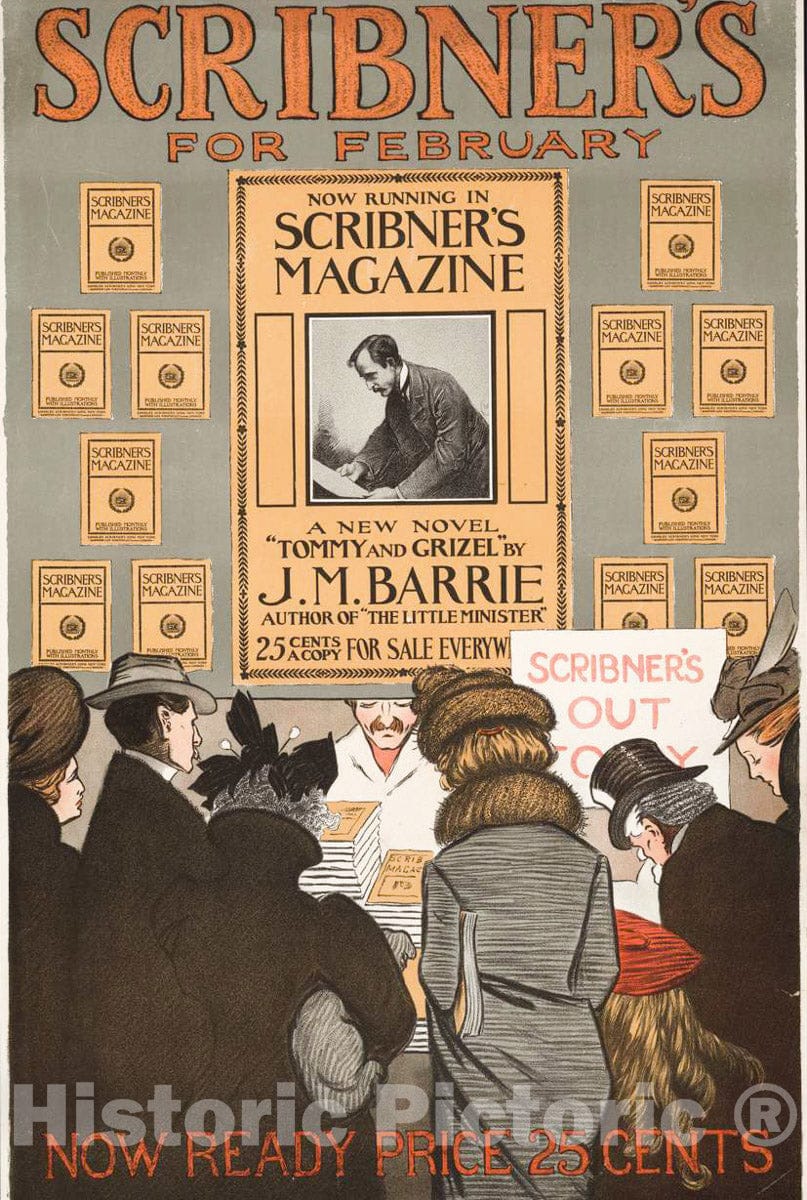 Vintage Poster -  Scribners for February., Historic Wall Art