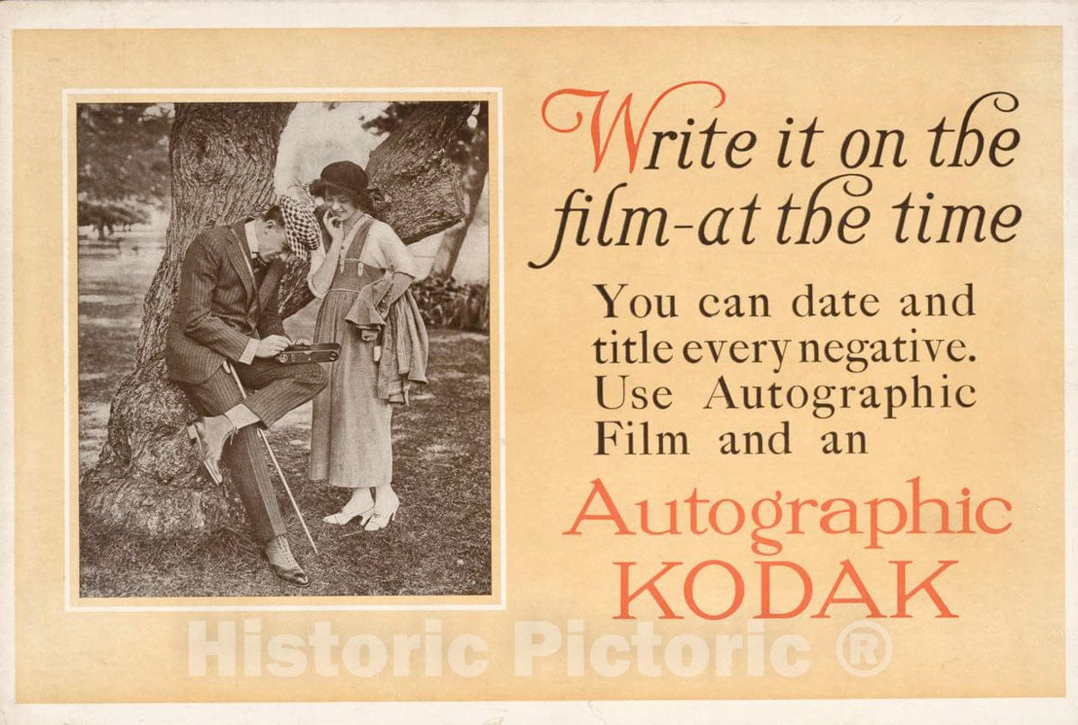 Vintage Poster -  Autographic Kodak -  Write it on The Film -  at The time., Historic Wall Art