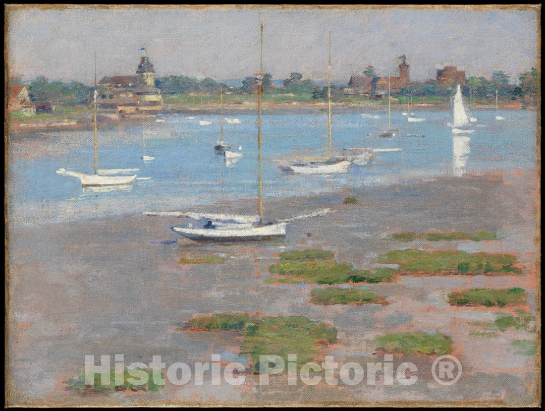 Art Print : Theodore Robinson - Low Tide, Riverside Yacht Club : Vintage Wall Art