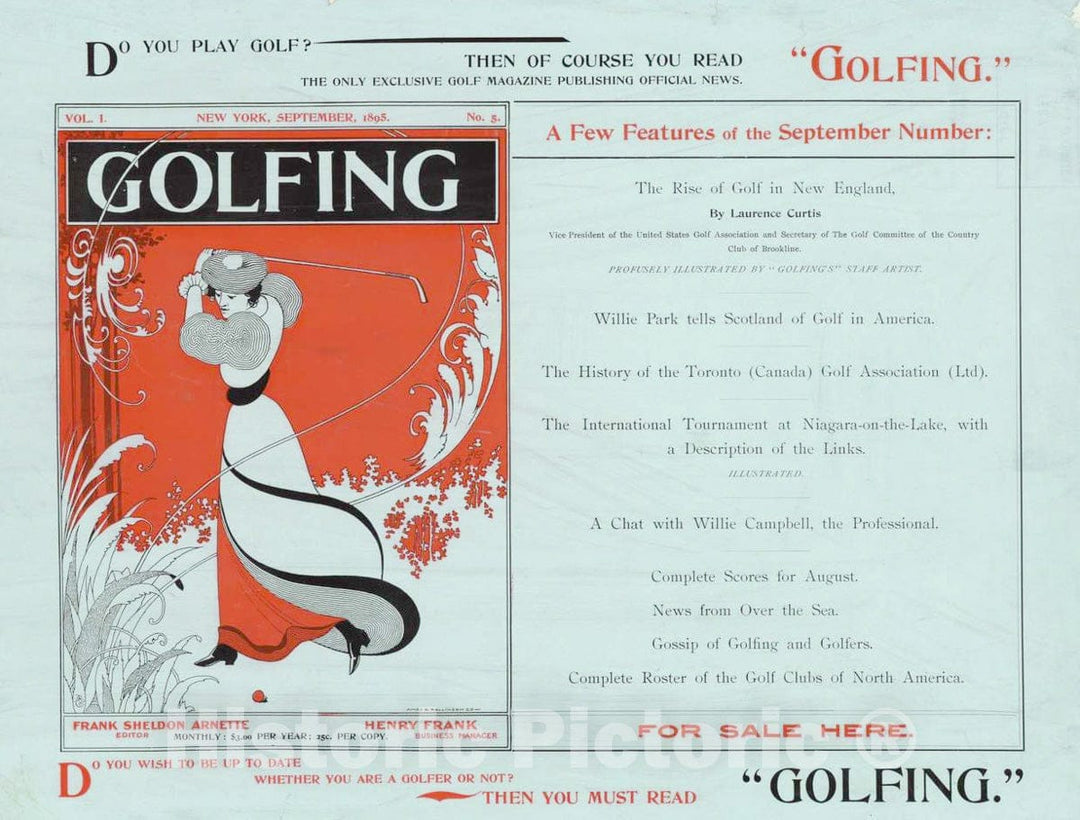 Vintage Poster -  Golfing, vol. 1, no. 5., Historic Wall Art