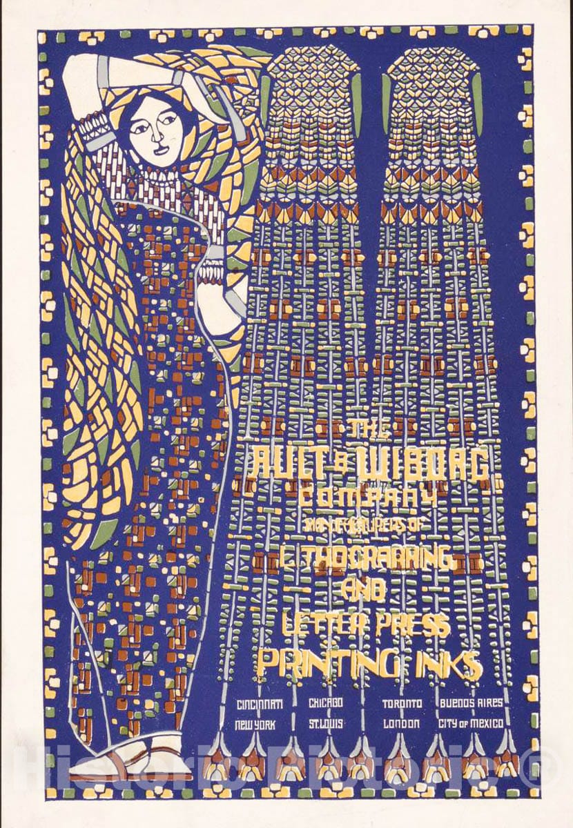 Vintage Poster -  The Ault & Wilborg Company, Manufacturers of lithographing and Letter Press Printing Inks. 1, Historic Wall Art