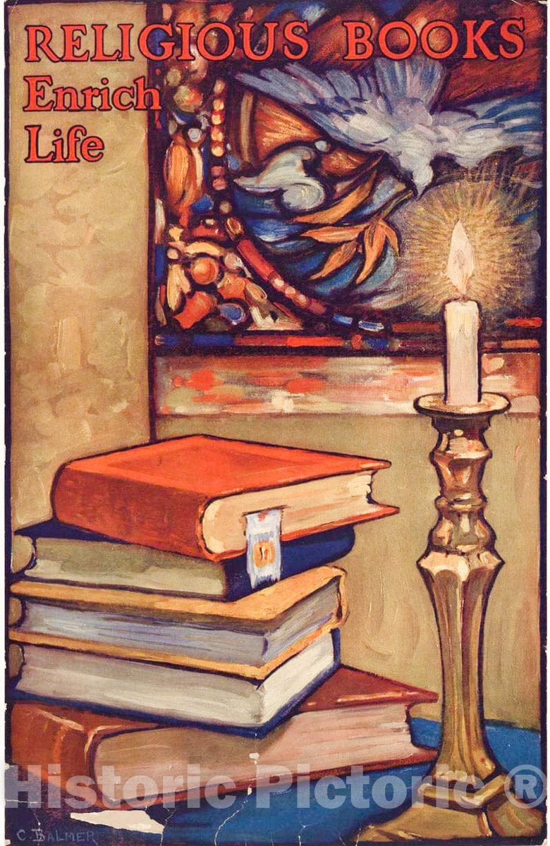 Vintage Poster - Religious Books enrich Life., Historic Wall Art