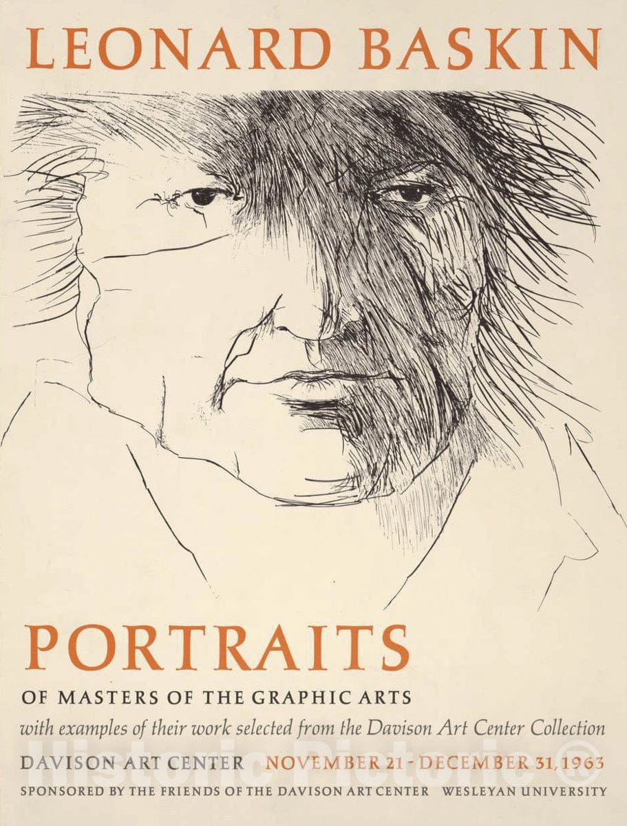 Vintage Poster -  Portraits of Masters of The Graphic Arts. Davison Art Center, November 21 -  December 31, 1963., Historic Wall Art