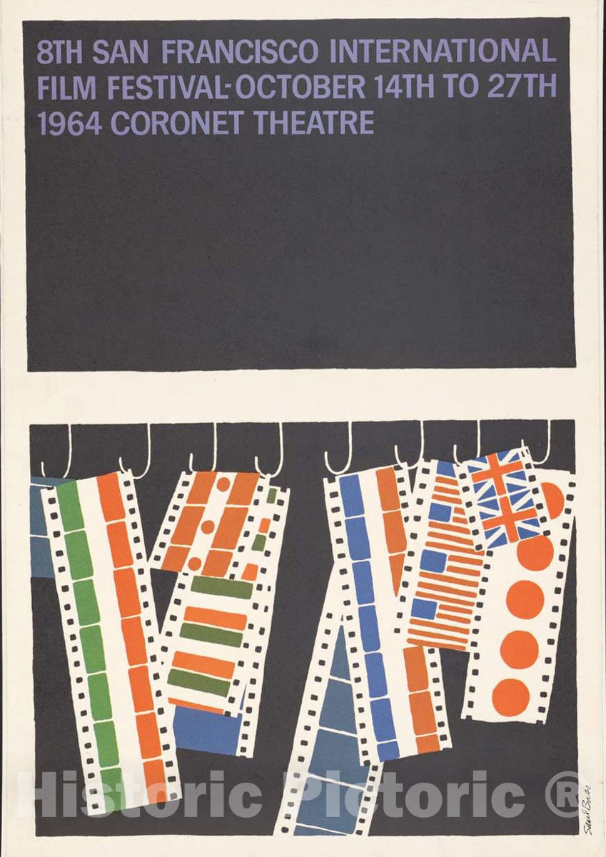 Vintage Poster -  8th San Francisco International Film Festival, October 14th to 27th, 1964, Coronet Theatre, Historic Wall Art